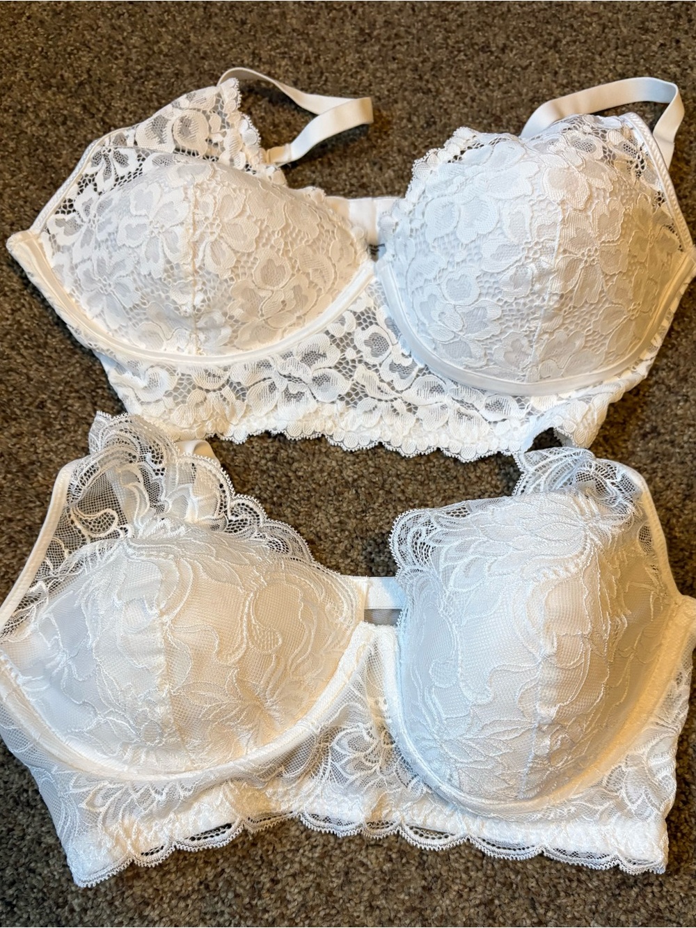 Maidenform White Lace Longline Balconette Bras - Set of 2